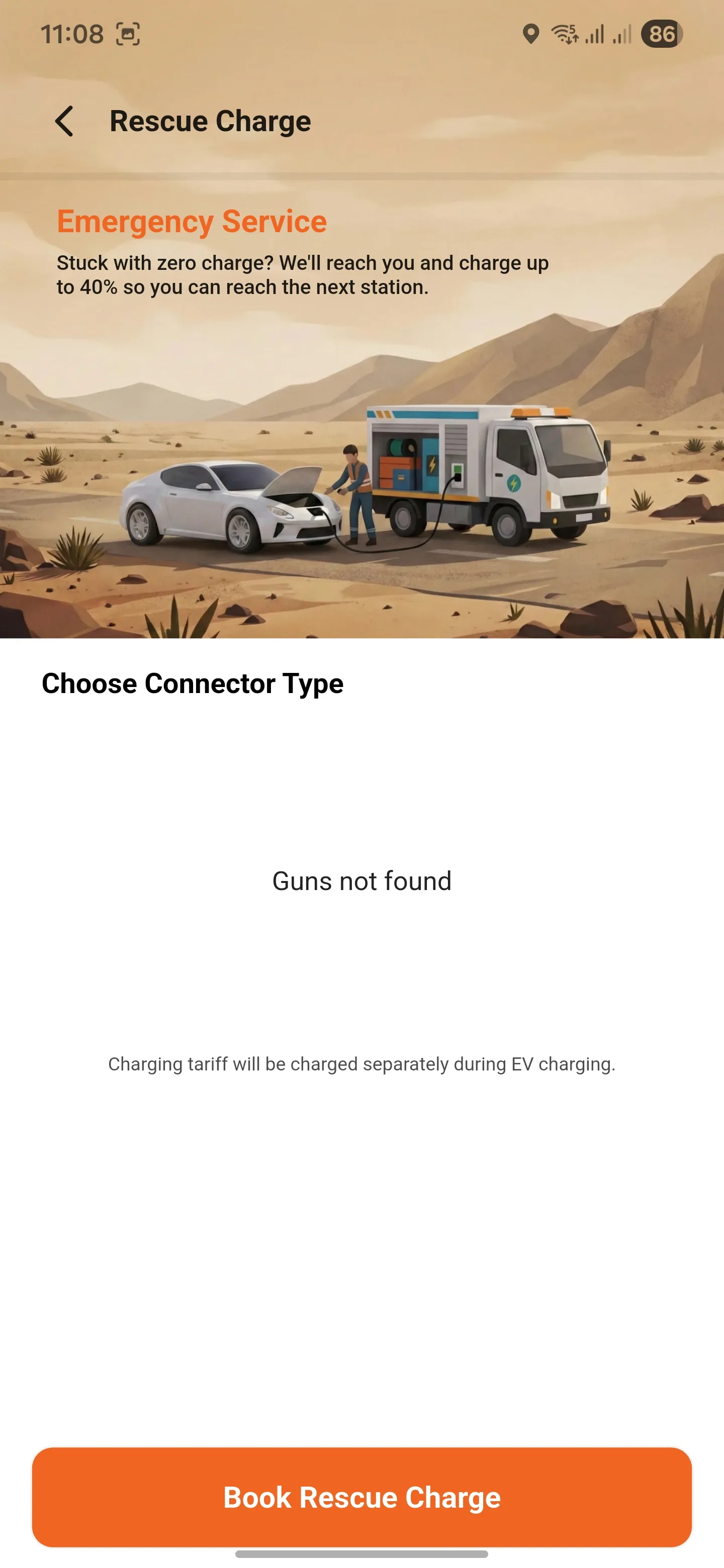 Rescue charge Flash app rescue charge screen for emergency mobile charging